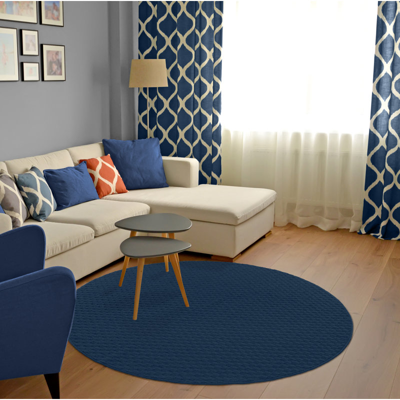Tapis touffeté indigo, Rond 60 po