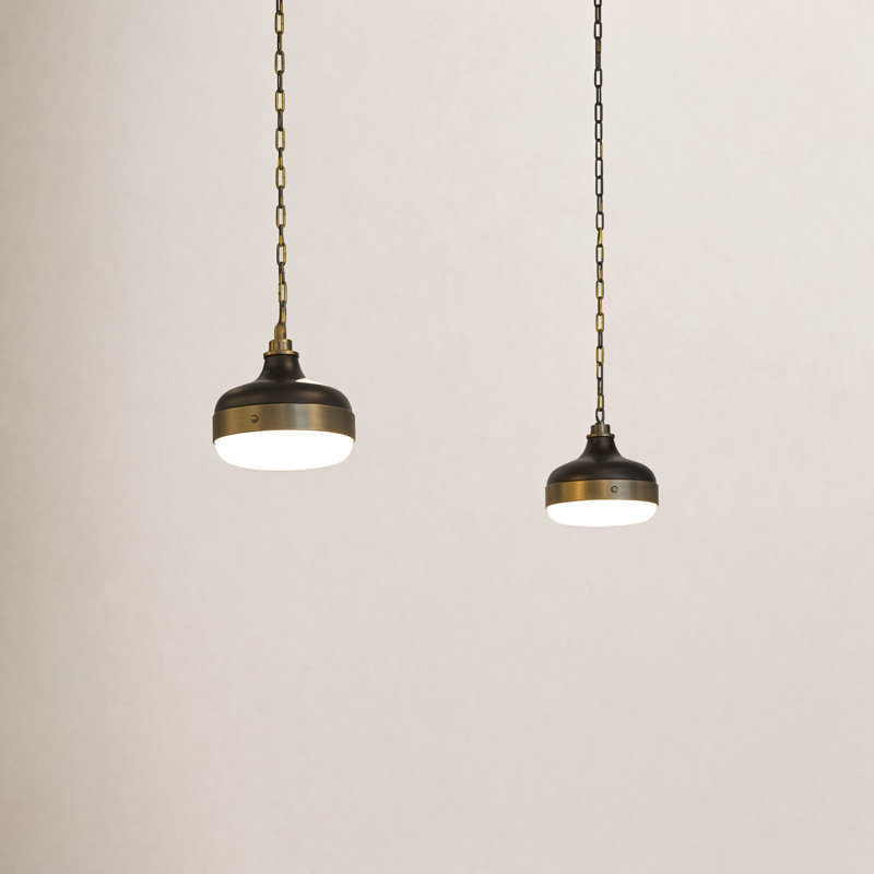 Tulane - Light Single Pendant, 13.125" H x 13" W x 13" D, Dark Antique Brass / Matte Black