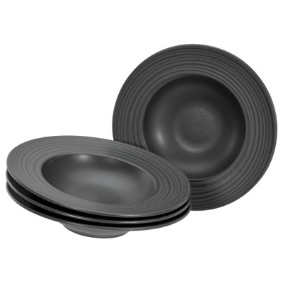 Creatable, Lava Stone Black, 4-piece gourmet pasta plate set