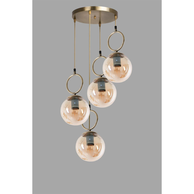 Daggett 4 - Light Cluster Pendant, Copper, Amber