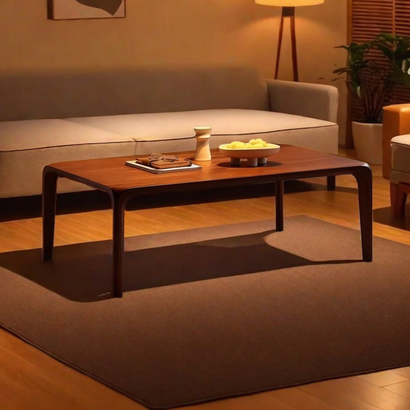 Black Walnut Rectangular Coffee Table, 17.71"H x 55.11"L x 27.55"W