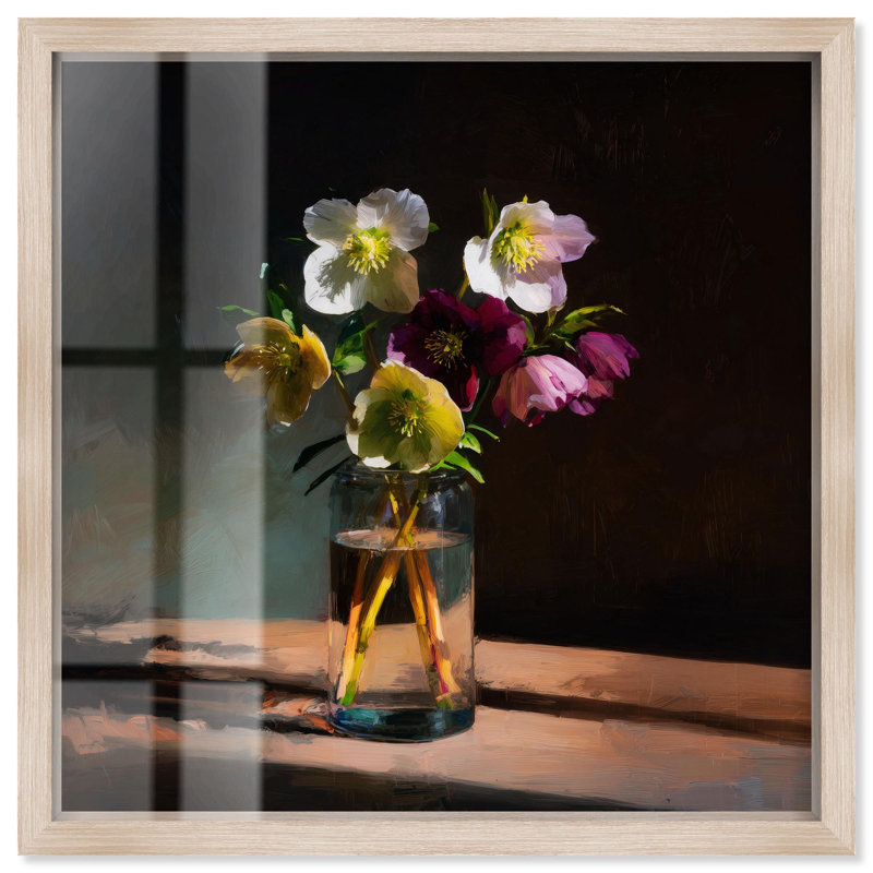 «Lenten Roses», reproduction d'art avec boîte-cadre par Art Remedy, H 21 po x l 21 po, Crème, crème