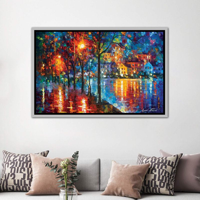 «Cold Emotion» par Leonid Afremov, reproduction d'art sur toile tendue, H 40 po x l 60 po x 1,5 po, Toile avec cadre argenté
