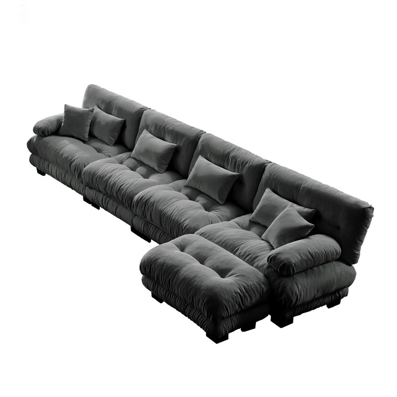Canapé modulaire Luxury Luxury, Gris chenille, H 35,4 po x l 133,8 po x P 36 po