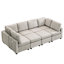 Canapé modulaire de 103 po avec deux repose-pieds et ports portatifs en chenille de couleur grise-1630691735