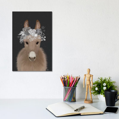 Donkey White Flowers by Fab Funky - Wrapped Canvas Print
