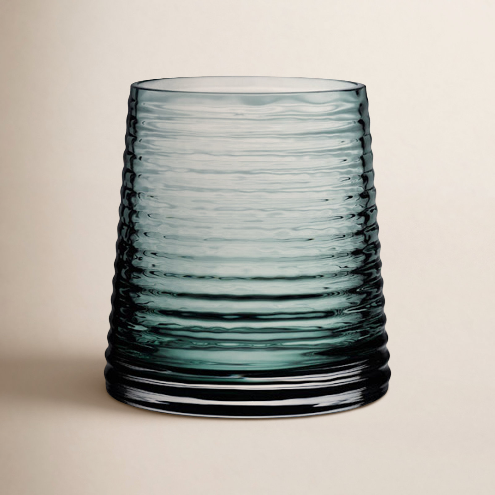 Poem Ribbed Crystal Drinking Glass, Green