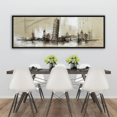 Pise Tower Sketch - Framed Canvas for Home Decor | Architecture