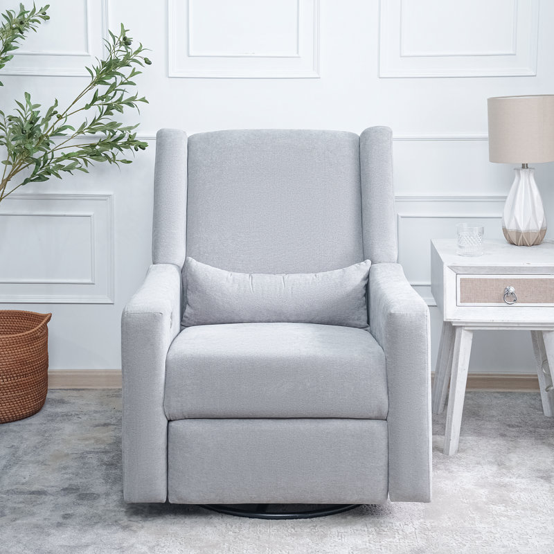 Cutlor Luxury Power Motion Recliner  Swivel Glider, Upholstered Reclining Sofa Chair with Lumbar Support, Light Gray Linen