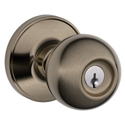 Bouton de porte avec serrure, Étain antique