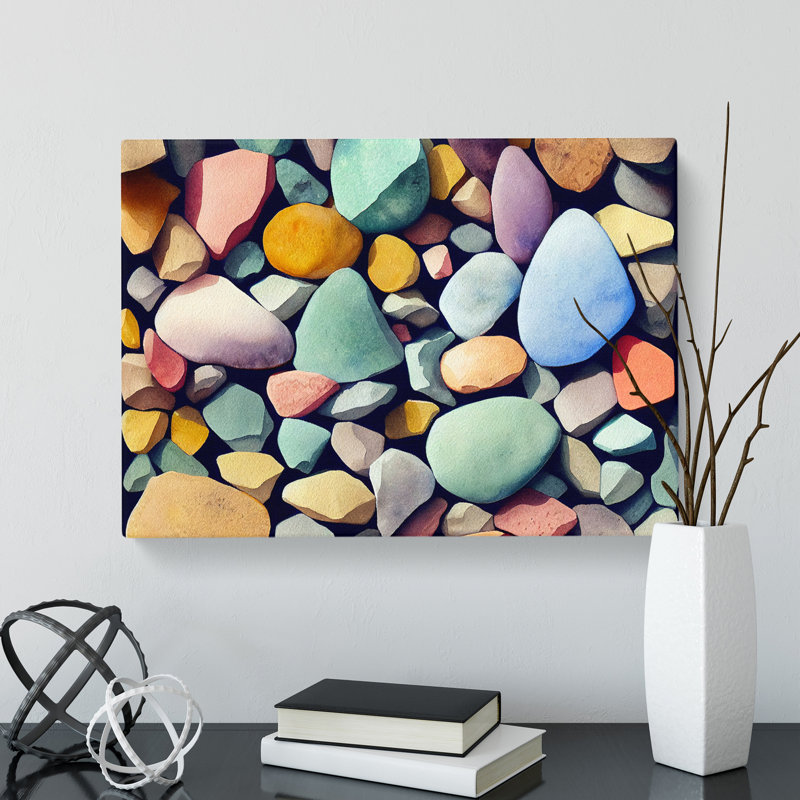 Head Turning River Pebbles - Wrapped Canvas, 35cm H x 50cm W x 3cm D