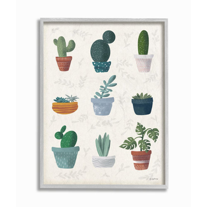 «Cute Succulent Design Chart», impression sur toile, H 20 po x l 16 po, Encadré gris