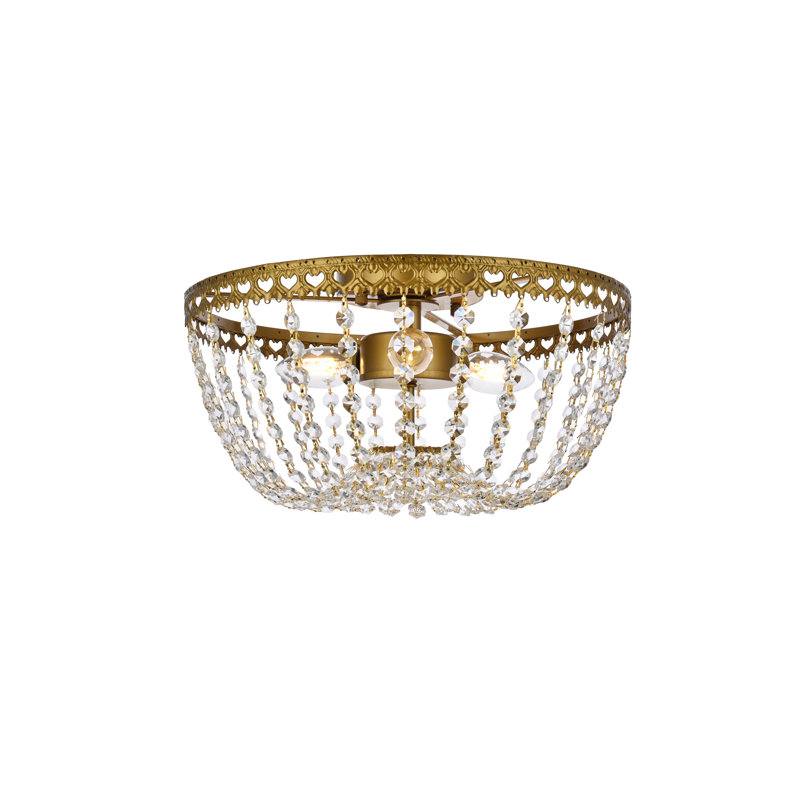 Plafonnier encastré 3 lumières Attahrawi, Laiton, H 8,5 po x l 14 po x P 14 po