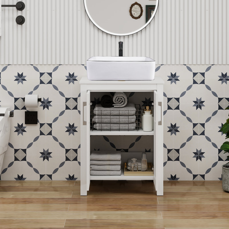 Kreutzer 24'' Free Standing Single Bathroom Vanity with Manufactured Wood Top, White
