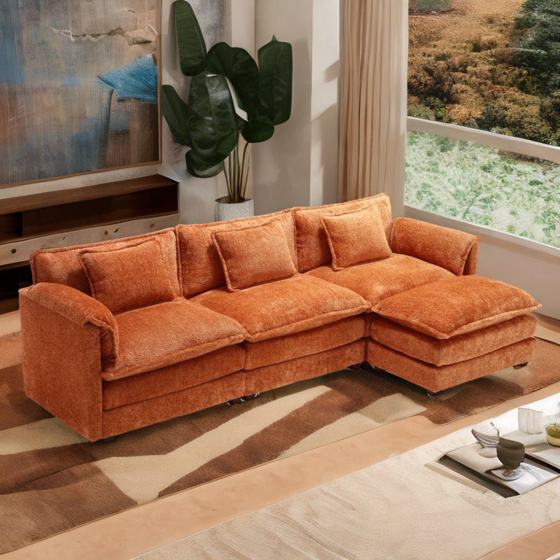 L-shape Sectional Sofa, Orange
