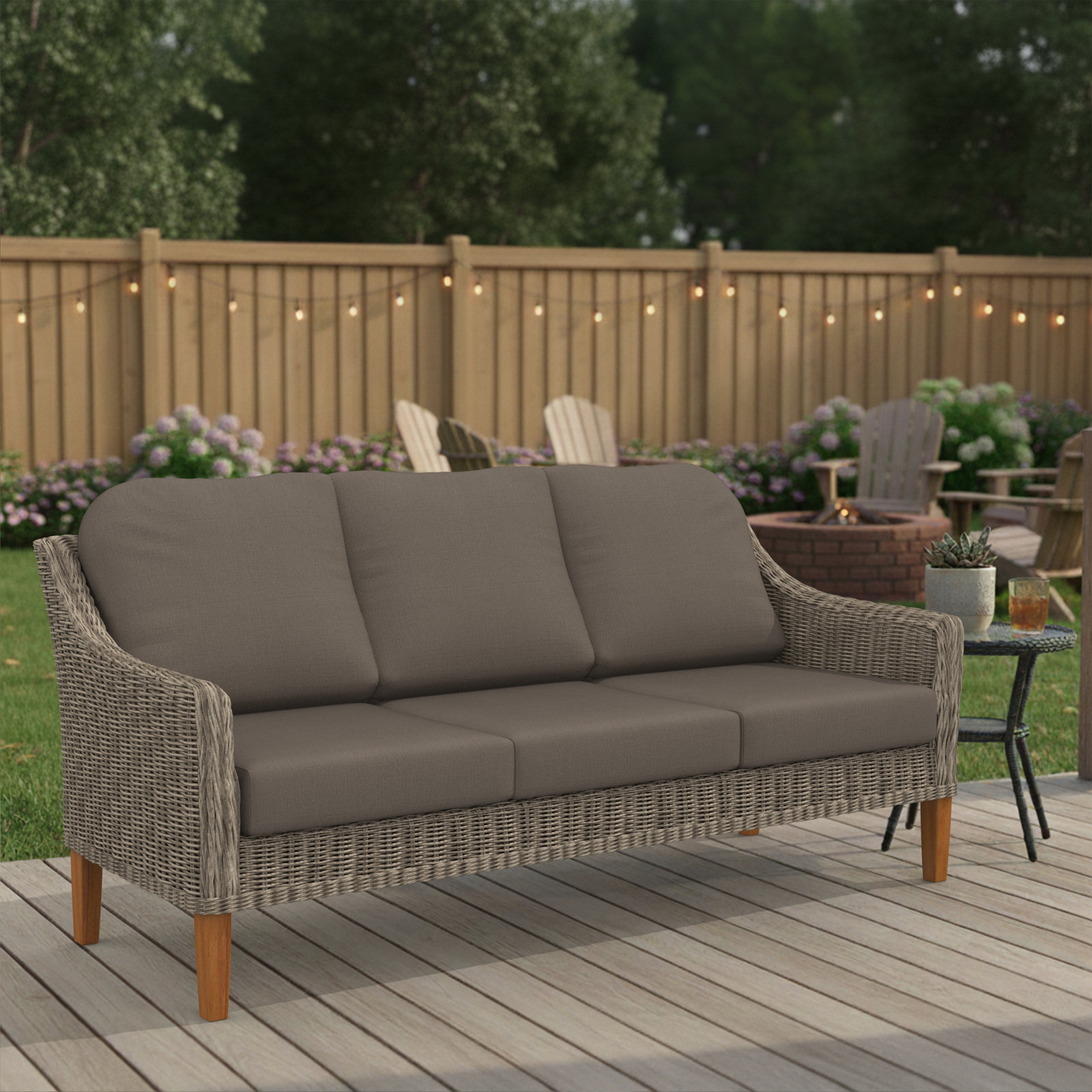 22" Sunbrella® Sofa Seat and Back Cushion, Cast Shale Sunbrella® Plainweave