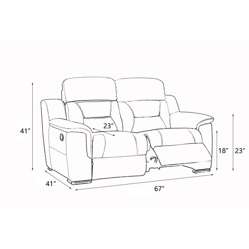 Annahi 67'' Faux Leather Reclining Loveseat, Gray