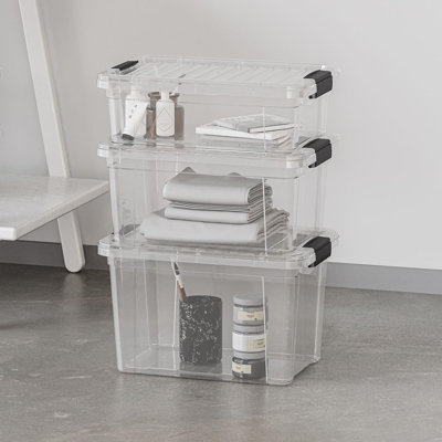  Boîte de rangement transparente avec couvercle, bacs de rangement en plastique de 4,5 pintes pour l'organisation, caisses empilables, sans BPA, non toxiques, sans odeur, organisateurs pour la maison, le bureau, l'école et le dortoir