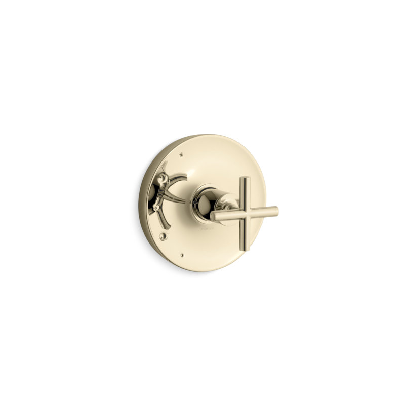 Purist Rite-Temp Valve Trim with Cross Handle, Vibrant French Gold