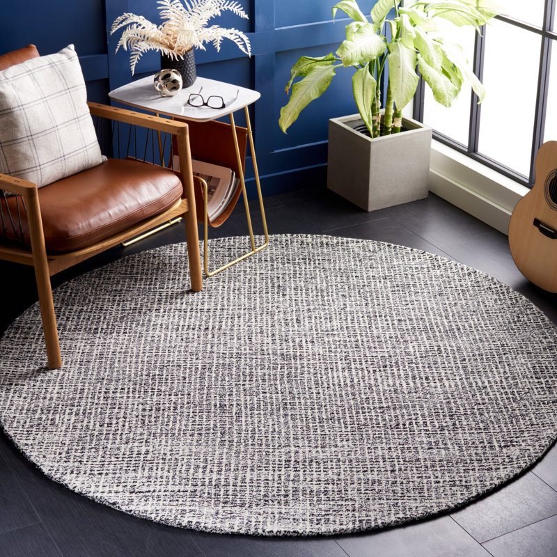 Rhawnie Striped Wool Hand Tufted Area Rug, Round 183 cm