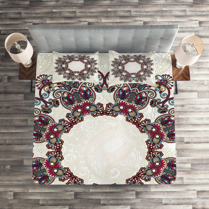 Puppy Eclectic Polyester Floral Coverlet, King Bedspread + 2 Shams