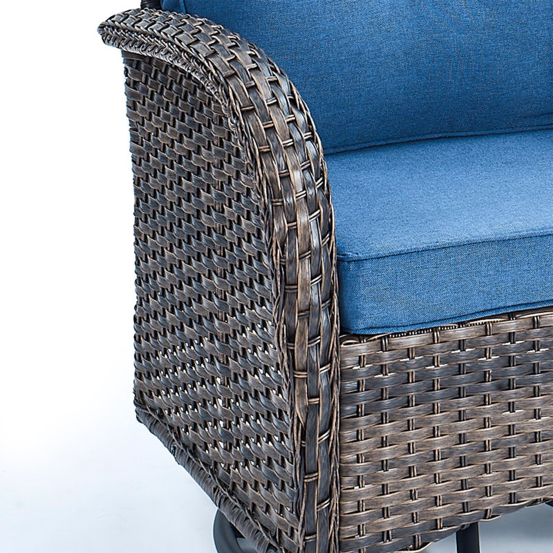 Chaises longues pivotantes en osier avec coussins Esquer, Bleu