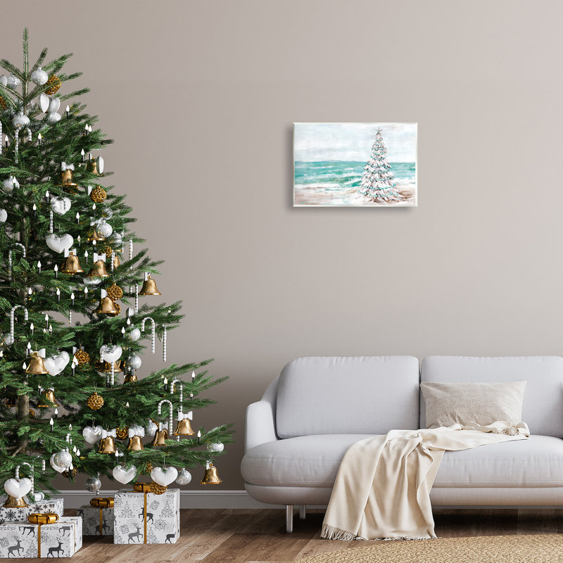 Arbre de Noël enneigé, plage at-105, H 13 po x l 19 po