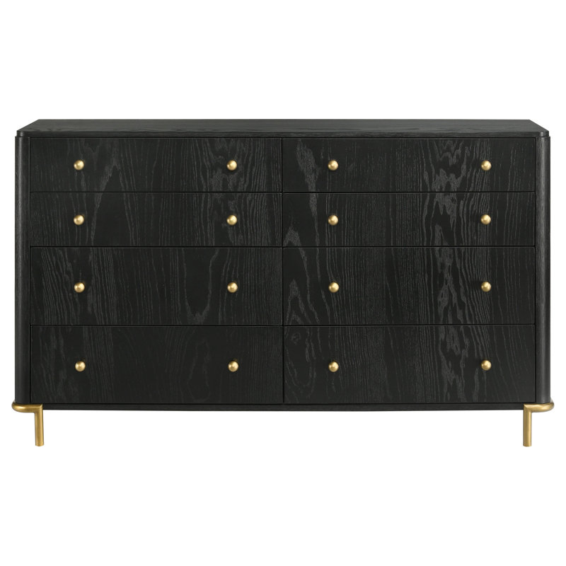 Commode 8 tiroirs Kevin - noir, Noir