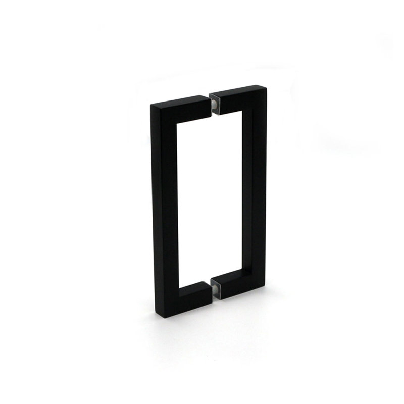 8" Square Tubing Back-to-Back Push/Pull Door Handles, Matte Black