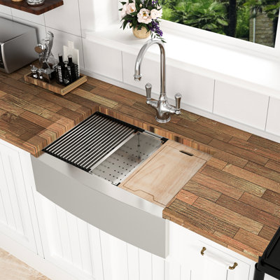 30" Stainless Steel Workstation Sink - 21x9 Inch, & Hygienic Kitchen Steel, Functional