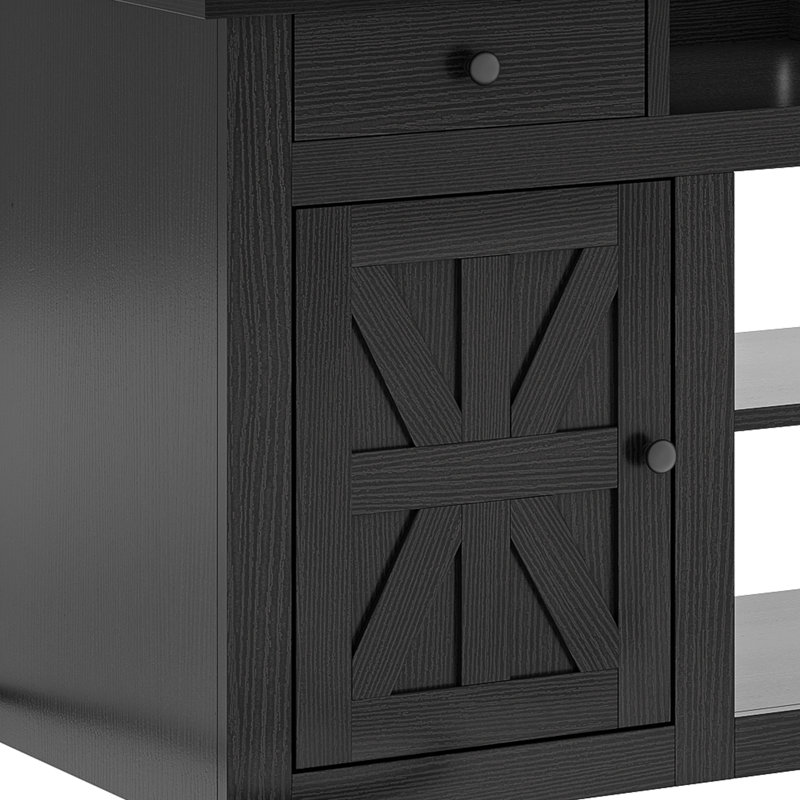 Meuble télé avec 2 tiroirs et station de charge Kavita , L 59 po, Noir