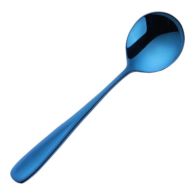 rounded flat spoon 304 Stainless Steel Flat Handle Round Spoon  Thickened Dinner Spoon And Soup Spoon For Home Use
