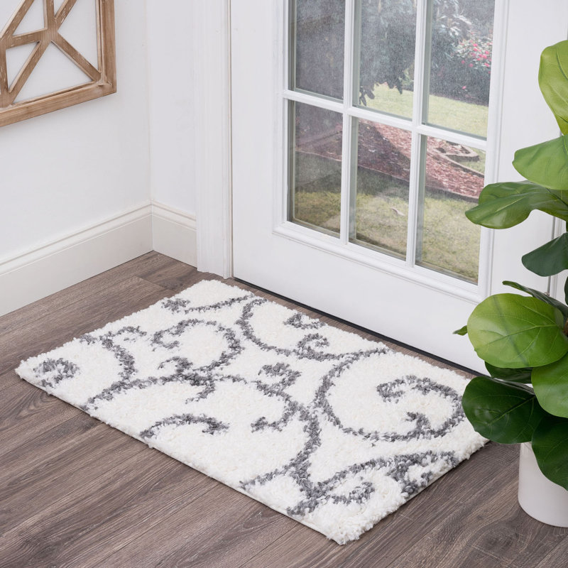 Tapis blanc à poils longs Charton, Rectangle 3 pi 3 po x 5 pi