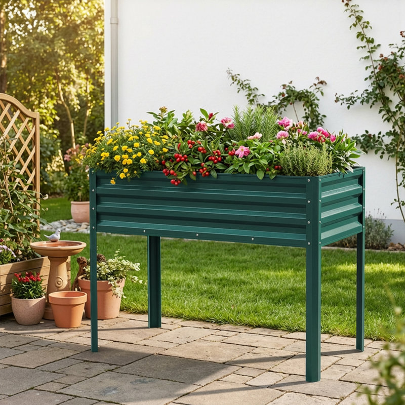 Elevated Raised Garden Bed, 4X2 FT Metal Planter Box On Legs With Drainage Holes, 30 Inch High For Easy Gardening, Waist-Friendly