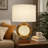 Table Lamp, Floating Crystal Core, White Shade, 28 Inch Antique Brown
