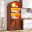French Vintage Arched Display Cabinet with LED Lighting, Open Shelving and Cupboard Storage-64520904