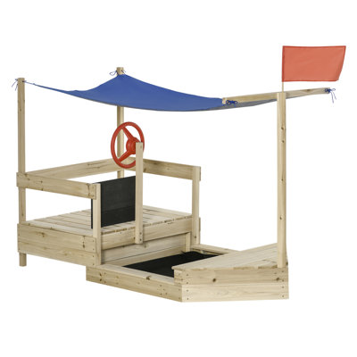 Outsunny x Solid Wood Sandbox with Cover
