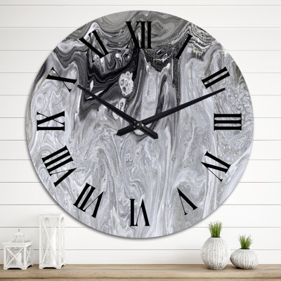 Grey Abstract Liquid Art - Modern Wall Clock