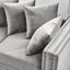 Velours moderne gris à 3 places avec clous carrés et argentés, repose-pieds en bois massif, coussin à haute élasticité, housse amovible, rangement inférieur gris, accoudoirs, siège à ressorts ensachés, housse en dessous-1864677827