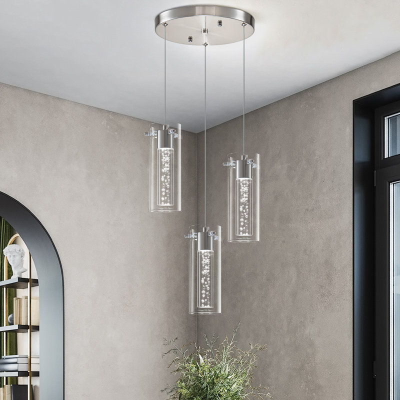 Kamarian 3 - Light LED Cluster Pendant, Brushed Nickel