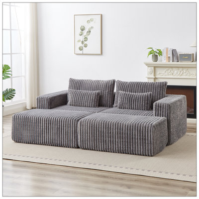 Méridienne surdimensionnée de 102 po, sans assemblage requis, causeuse en peluche nuage avec deux repose-pieds amovibles, fauteuil-lit moderne moelleux pour le salon intérieur