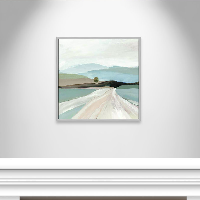 «Modern Pathway» par Asia Jensen - Art encadré avec fond perdu, H 32 po x l 32 po x P 1,25 po, Cadre argenté mat