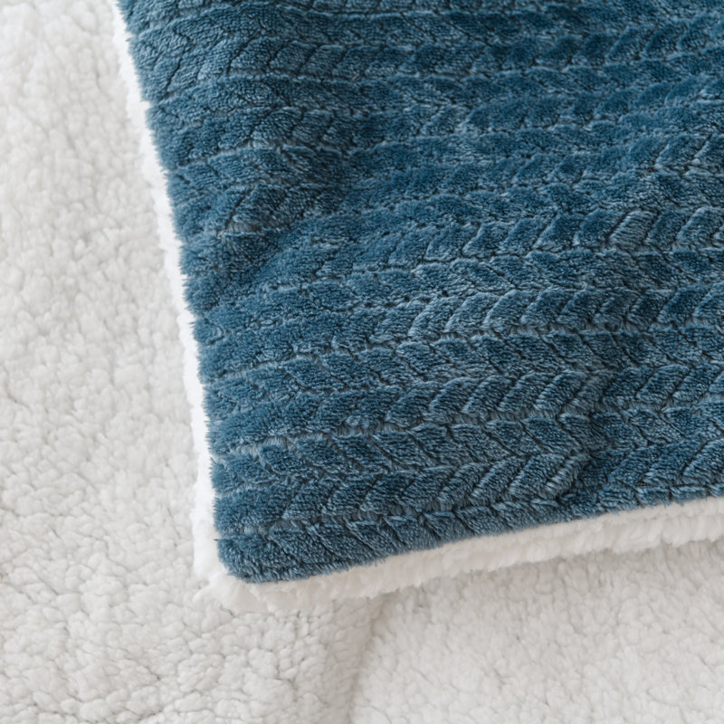 Mountain Ridge Sweater Knit Polyester Comforter, Blue, King Comforter + 2 King Pillow Shams