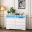 Commode 6 tiroirs, commode blanche pour chambre à coucher avec lumières DEL, commodes modernes et commodes avec cadre robuste pour le salon, le vestibule, le couloir