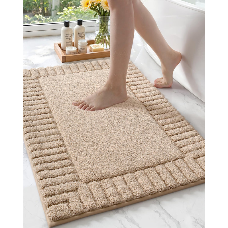 Kaziyah Microfiber Bath Rug, Khaki, 24" W x 60" L