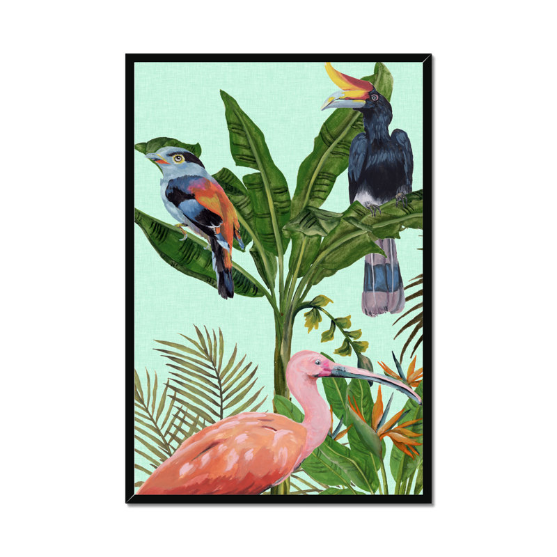Birds Paradise I by Melissa Wang - Painting, Black Framed Paper Print, 95cm H x 65cm W