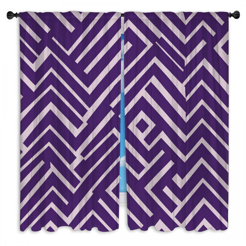 Rideaux de fenêtre mauve à motif zigzag mauve transparent et obscurcissant - 2 panneaux, 20 po x 60 po - 2 panneaux