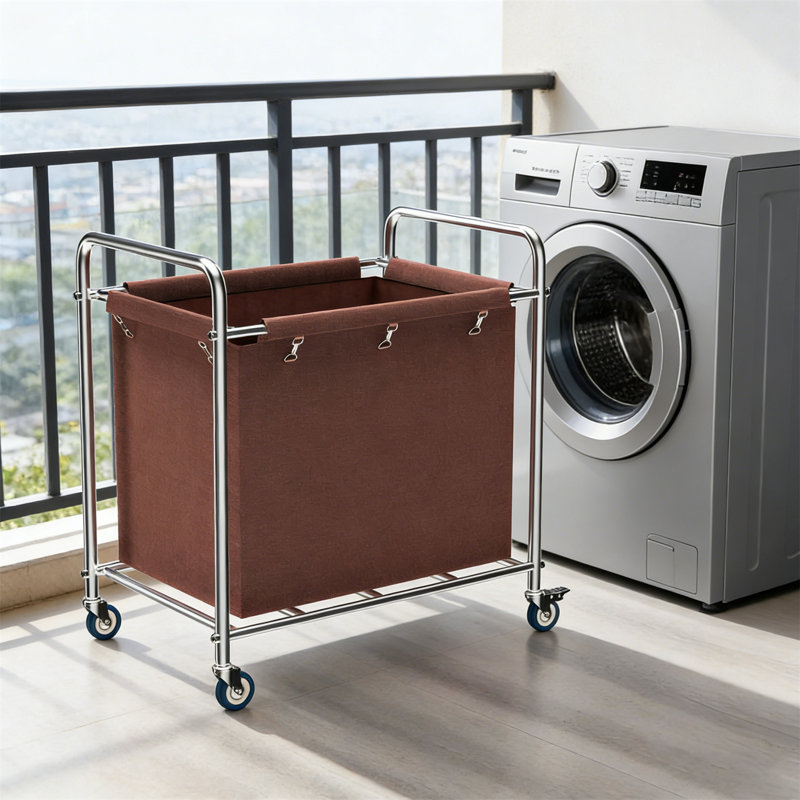 Laundry Cart,, Wheeled Washing Cart, 400 Liter Heavy-Duty Wheeled Washing Cart, Suitable For Homes And Hotels, Waterproof Oxford Cloth, Sturdy Steel Frame, Easy To Install