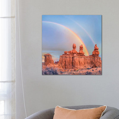 Rainbow Over Rock Formation Called The Three Judges, Goblin Valley State Park, Utah by Tim Fitzharris - No Frame Gallery-Wrapped Canvas Giclée on Canvas