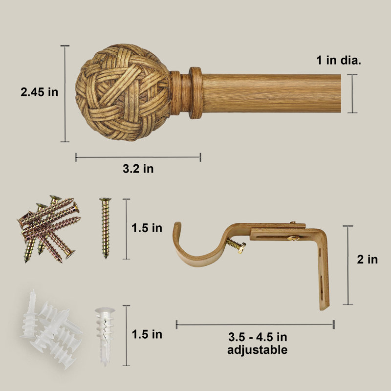 Ensemble de tringle à rideaux simple réglable, 72" - 144"